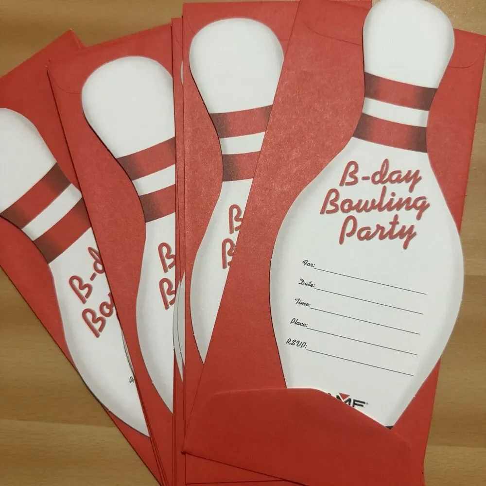 Bowling Party Set Invitations Thank You Postcards Goodie Bags Clear New